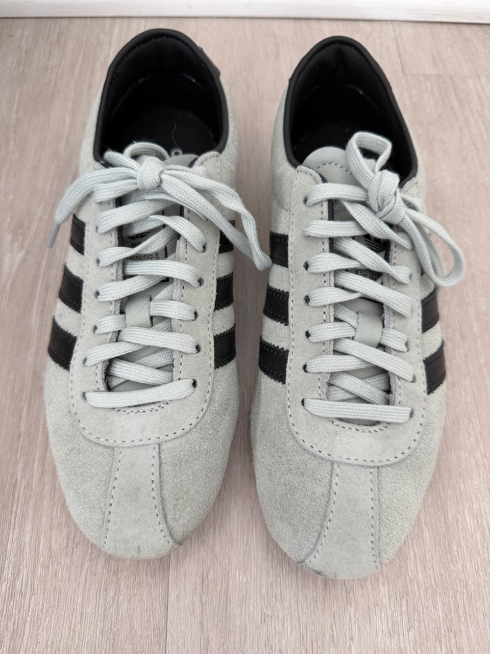 adidas Tokyo Wonder Silver Suede Sneakers with Black Stripes